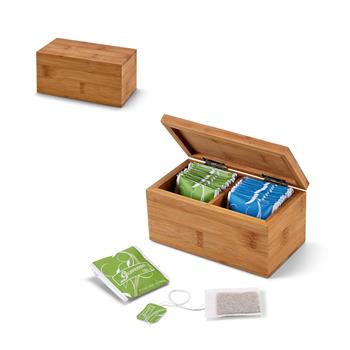 Caja de té de bambú, con 2 compartimentos y cierre magnético Burdock