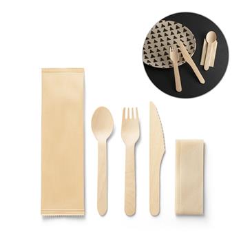 Juego de cubiertos de madera Suya