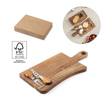 Tabla para quesos de madera de acacia con mango Cassia