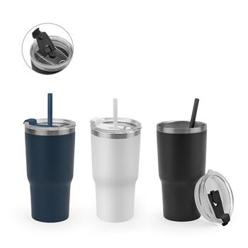 Vaso de viaje compacto de acero inoxidable (91 % reciclado) con aislamiento al vacío de doble pared y acabado mate de 600 ml Joyner M