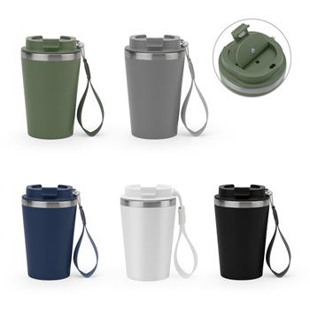 Vaso de viaje de acero inoxidable (90 % reciclado) y pared exterior de PP, con acabado mate 440 ml Spitz