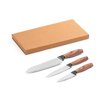Juego de 3 cuchillos de cocina con hojas de acero inoxidable y mangos ergonómicos Baharat