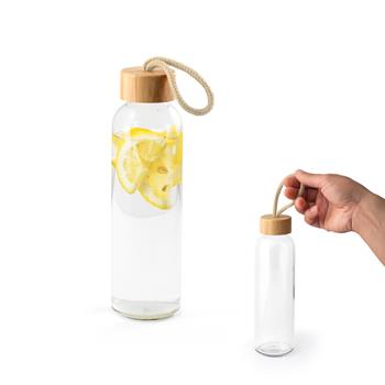 Botella de vidrio de 520 ml con tapa de bambú Crosby