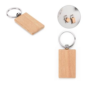 Llavero rectangular de madera de haya Stewie