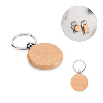 Llavero redondo de madera de haya Stewie Round