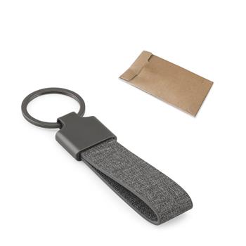 Llavero rectangular de metal y PET reciclado (30 % reciclado) Raven