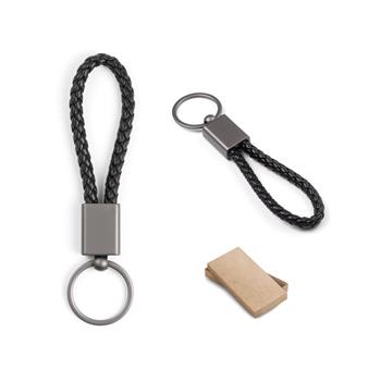 Llavero rectangular con cordón de poliéster trenzado (21 % reciclado) y poliuretano (79 % reciclado) Ketchum