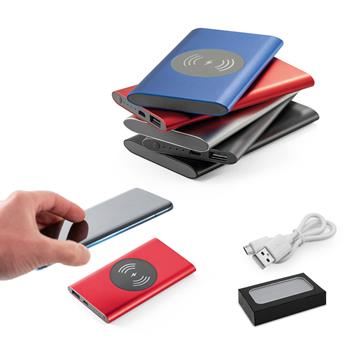 Power bank 4'000 mAh con cargador inalámbrico de 5W, fabricado en aluminio reciclado (100% rAL) Cassini