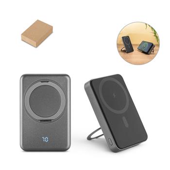Batería externa magnética de 10 000 mAh con cargador inalámbrico ultrarrápido de 15 W en ABS reciclado (100 % rABS) y soporte Warshel 10
