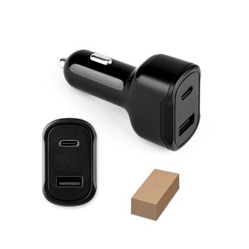 Adaptador para mechero con puerto USB-A de 18 W y USB-C de 20 W en ABS reciclado (100 % rABS) DIRAC