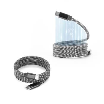 Cable USB-C a USB-C con cable trenzado de poliéster (60 W) y sistema magnético para enrollarlo fácilmente NADELLA