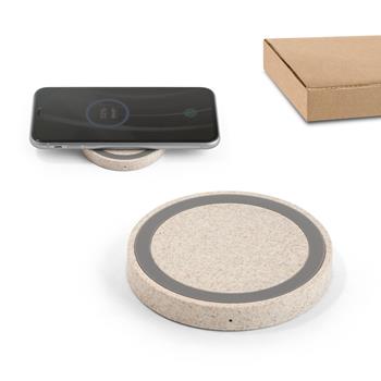 Cargador inalámbrico de 15W, fabricado en ABS reciclado (65 % rABS) y fibra de paja de trigo (35 %) Cuvier