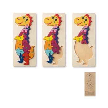Rompecabezas con forma de dinosaurio hecho en madera contrachapada de pino Diplodoco