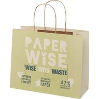 Bolsa de papel de residuos agrícolas 150 g/m2 con asas de papel retorcido, 31 x 12 x 25 cm