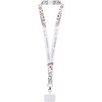 Lanyard RPET de sublimación con soporte para teléfono y cierre de seguridad "Addie"