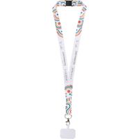 Lanyard RPET de sublimación con soporte para teléfono y cierre de seguridad "Addie"