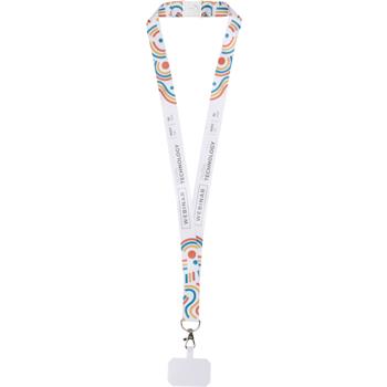 Lanyard RPET de sublimación con soporte para teléfono y cierre de seguridad "Addie"