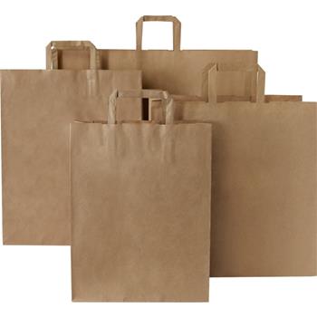 Bolsa de papel kraft 80-90 g/m2 con asas planas, 34 x 20 x 35 cm