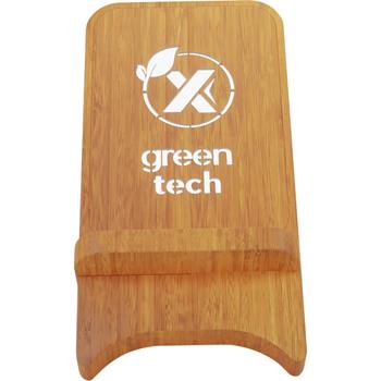 Soporte para teléfono con cargador inalámbrico de madera de 10W con logotipo retroiluminado "SCX.design W26"