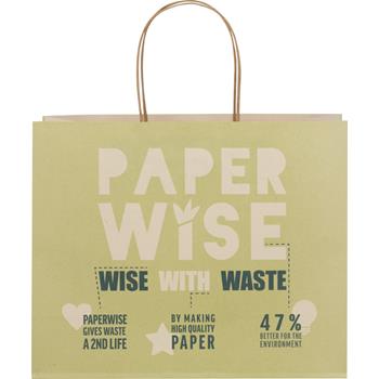 Bolsa de papel de residuos agrícolas 150 g/m2 con asas de papel retorcido, 31 x 12 x 25 cm