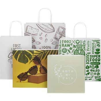 Bolsa de papel kraft 120 g/m2 con asas de papel retorcido, 31 x 12 x 31 cm